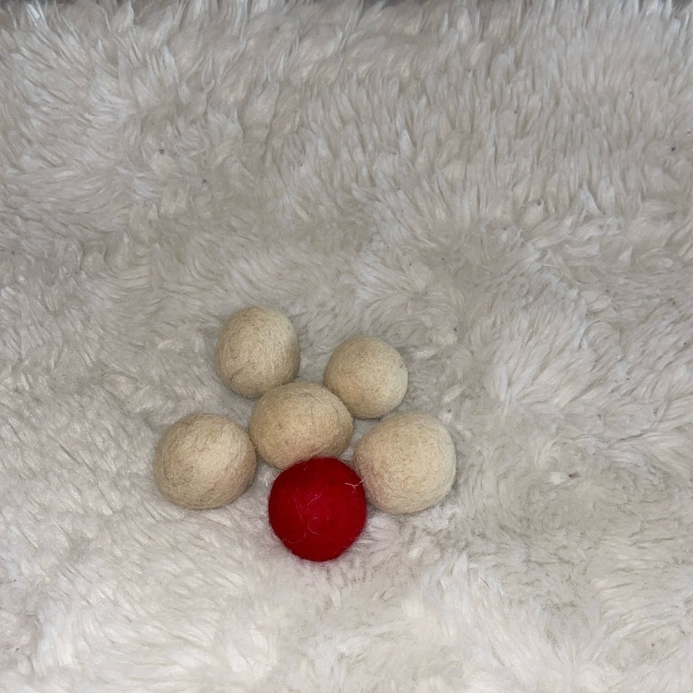 6 small felt cat toy balls great when adding cat nip over them or one at a time